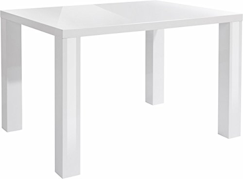 LifeStyleDesign 58700102 Tisch Imola 75 x 90 x 120 cm, MDF komplett, Hochglanz weiß lackiert