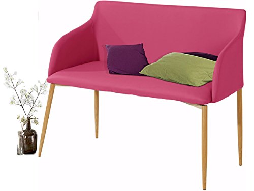 Loft24 NONI Sitzbank Sofabank Polsterbank Sofa Couch 2 Sitzer, 106 cm Kunstleder gepolstert Holzbeine Skandinavisch (Farbauswahl: schwarz, pink, cappuccino, grau)