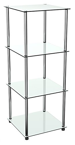 RICOO Standregal Regal Modular WM503-W Design Modern Bücherregal Organizer/Weiß Glas Nicht Transparent Durchsichtig