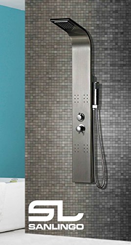 Thermostat Duschpaneel Duschsäule Regendusche Wasserfall Edelstahl Massage gebürstet Sanlingo