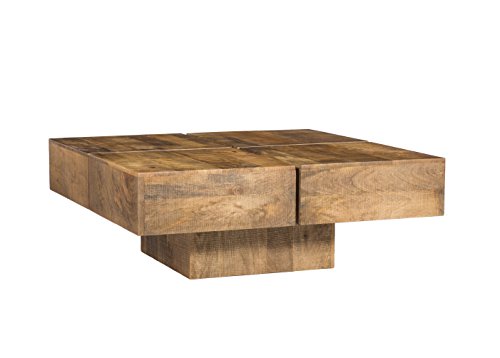 Woodkings® Couchtisch Amberley 80x80cm, Holz Mango natural rustic, Echtholz modern, Design, Massivholz exklusiv, Lounge Coffee Table günstig