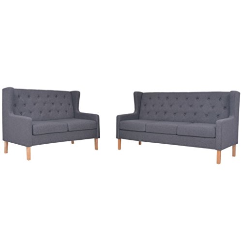 vidaXL Sofa Set 2-tlg. 2+3-Sitzer Stoff Grau Sofagarnitur Couch Polstersofa