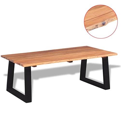 weilandeal Couchtisch Akazie Massivholz 110 x 60 x 40 cm Material: massives Akazienholz mit Einem Öl-Finish (Platte) + Metall pulverbeschichtet (Beine) Rund Tisch Rund Tisch
