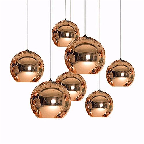 Moderne Kunst Globe Pendelleuchte Golden Kupfer Spiegel Glas Kugel Lampenschirm Hängelampe Küchentisch Beleuchtungskörper