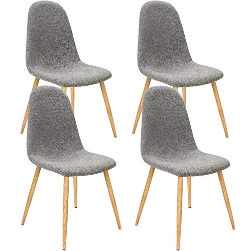 Deuba 4X Esszimmerstühle Design Stuhl Küchenstuhl ergonomisch Geformte Sitzschale 120kg Belastbarkeit Stuhlbeine mit Naturholzoptik dunkelgrau