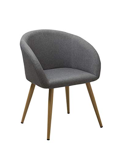 Duhome Elegant Lifestyle Esszimmerstuhl aus Stoff (Leinen) Grau Farbauswahl Retro Design Stuhl mit Rückenlehne Metallbeine Holzoptik WY-8023