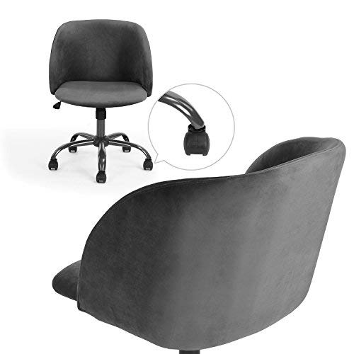 Innovareds höhenverstellbarer Bürodrehstuhl aus Samt, Schreibtischstuhl, Esszimmerstuhl, mit Rücken- und Armlehne, Grau