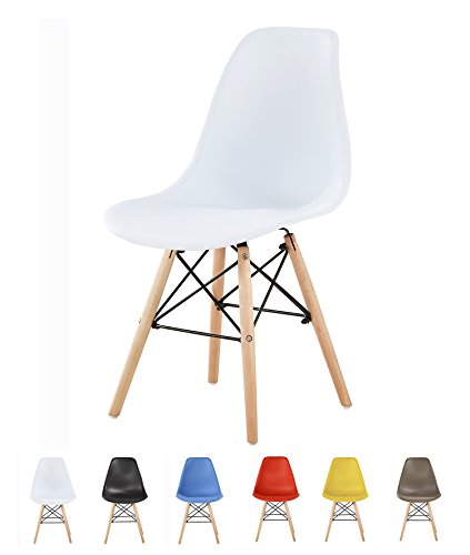 MCC Retro Design Stühle Lia im 6er Set, Eiffelturm inspirierter Style für Küche, Büro, Lounge, Konferenzzimmer Etc, 6 Farben, Kult (Weiß)