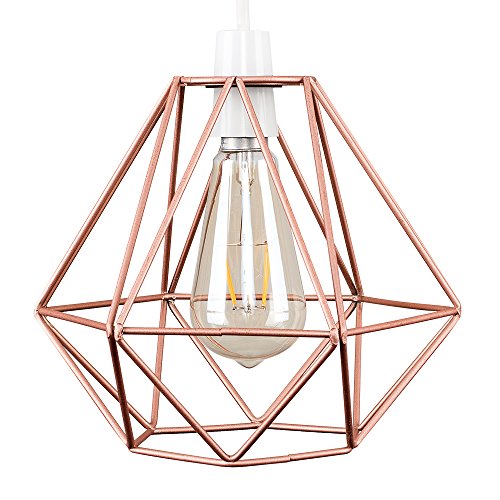 MiniSun – Retro, schöner und kupferfarbiger Lampenschirm in Korbform aus Metall – für Hänge- und Pendelleuchte