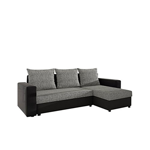 Mirjan24  Ecksofa Top Lux! Sofa Eckcouch Couch! mit Schlaffunktion und Zwei Bettkasten! Ottomane Universal, L-Form Couch Schlafsofa Bettsofa Farbauswahl (Soft 011 + Lawa 05)