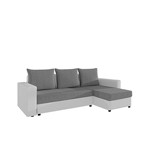 Mirjan24  Ecksofa Top Lux! Sofa Eckcouch Couch! mit Schlaffunktion und Zwei Bettkasten! Ottomane Universal, L-Form Couch Schlafsofa Bettsofa Farbauswahl (Soft 017 + Florida 01)