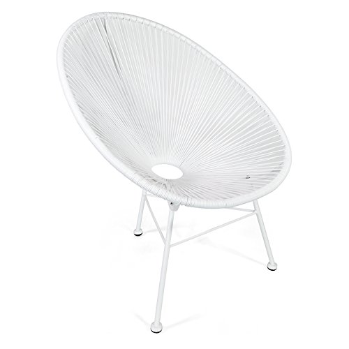 Retro Acapulco Lounge Relax Sessel, Indoor & Outdoor Rahmen & Füße Pulverbeschichtet, Farbe All White