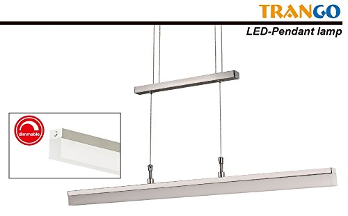 Trango Design LED Pendelleuchte, Esstischleuchte höhenverstellbar - Edelstahl-Look (Edelstahl-Look-TG2014-012A)