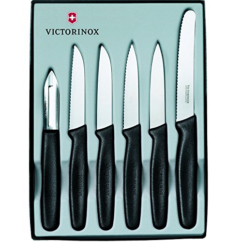 Victorinox 6-teiliges Küchenmesser-Set für Gemüse (Sparschäler, Gemüsemesser, Spülmaschinengeeignet) schwarz