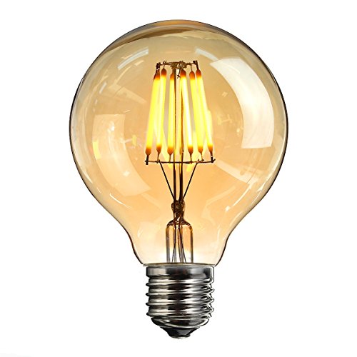Vintage LED Edison Glühbirne, Elfeland E27 6W Antike LED Filament Lampe Dekorative Glühbirne (2200K, Dimmbar, Modell G80) Amber Glas Ersetzt 60W Ideal für Nostalgie und Retro Beleuchtung 1 Pack