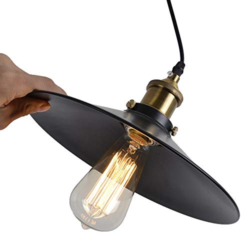 Vintage Retro Edison Loft Pendelleuchte, Retro Industrielle Deckenleuchte Lackiertem Eisen Regenschirm Lampenschirm Land Art Lampe (36cm)