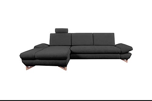 mb-moebel Ecksofa mit Schlaffunktion Eckcouch mit Bettkasten Sofa Couch L-Form Polsterecke Merida (Anthrazit, Ecksofa Links)
