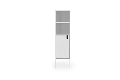 tenzo UNO 8561-001 Designer Highboard 1 Tür Lackiert, MDF + Spanplatten, Matt Soft-Close Funktion, Weiß, 152 x 40 x 40 cm (HxBxT)