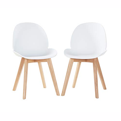 EGGREE Skandinavisch Esszimmerstühle Küchenstuhl mit Sitzfläche aus Modern Design und Buchebeine, Weiß