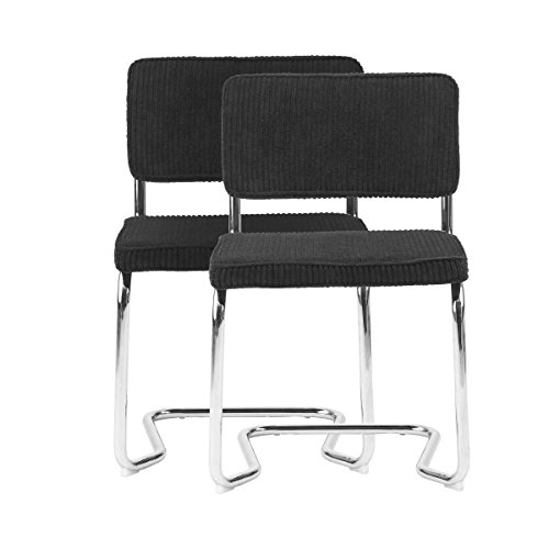 Butlers Style Council Freischwinger 2er-Set - Esszimmer-Stuhl - Büro-Stuhl - Design - Modern - Metall - Kunststoff - 46x46x84 cm