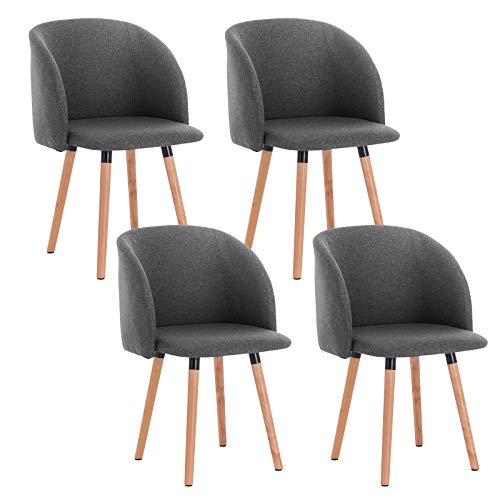 WOLTU 4 x Esszimmerstühle 4er Set Esszimmerstuhl Küchenstuhl Polsterstuhl Design Stuhl mit Armlehne, Gestell aus Massivholz, BH120-4