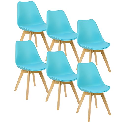 WOLTU® 6er Set Esszimmerstühle Küchenstuhl Design Stuhl Esszimmerstuhl Kunstleder Holz BH29-6
