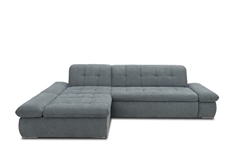 DOMO. collection Ecksofa Moric, Sofa mit Schlaffunktion & Armlehnfunktion in L-Form Couch, Eckcouch mit Bett-Funktion, Schlafsofa 300 x 172 x 80 cm (BxTxH), grau