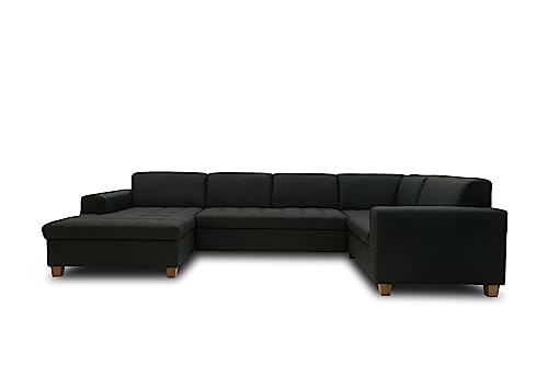 DOMO. collection Wohnlandschaft Sugar, Sofa Schlaffunktion, Couch, Polstergarnitur, Moderne U-Form, 162 x 333 x 199 cm, anthrazit