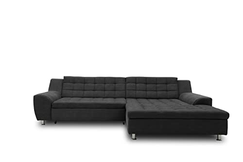 DOMO. collection Ecksofa Merida, Sofa mit Schlaffunktion in L-Form, Eckcouch mit Bettkasten, Schlafsofa 304 x 200 x 84 cm (BxTxH), dunkelgrau