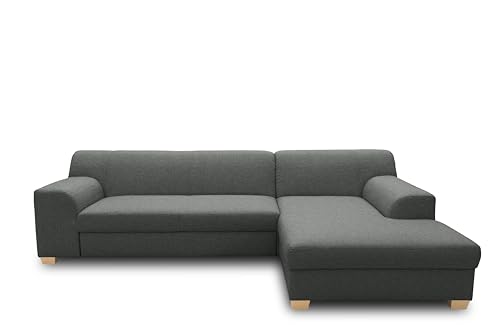 DOMO. collection Ecksofa Tinos, kleines Sofa in L-Form, Eckcouch, Couch, Polsterecke, 273 x 157 x 74 cm (BxTxH), dunkelgrau