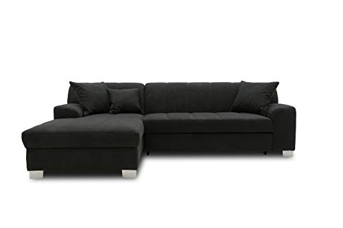 DOMO. collection Ecksofa Capri, Sofa in L-Form mit Schlaffunktion, Couch, Polsterecke, Eckcouch, Schlafsofa 239 x 152 x 75 cm (BxTxH), schwarz