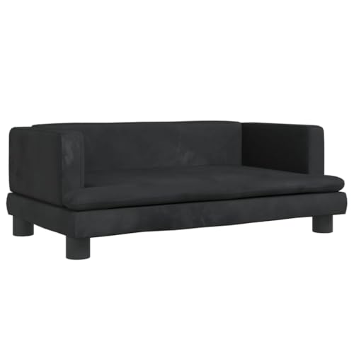 vidaXL Kindersofa, Couch für Kinder, Kindercouch mit runden Kanten, Kindersessel Minisofa Polstersofa Kindermöbel Sofa Kinderzimmer, Schwarz Samt