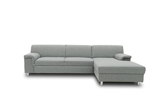 DOMO. collection Ecksofa Junin, Sofa in L-Form, moderne Couch, Polsterecke, Eckcouch 251 x 150 x 72 cm (BxTxH), silber