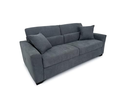 fornera f60 Sofa mit Schlaffunktion - 3 Sitzer Schlafsofa und Klappsofa mit hochwertiger Kaltschaummatratze & CATAS Bettgestell - Schlafcouch mit Bettfunktion grau