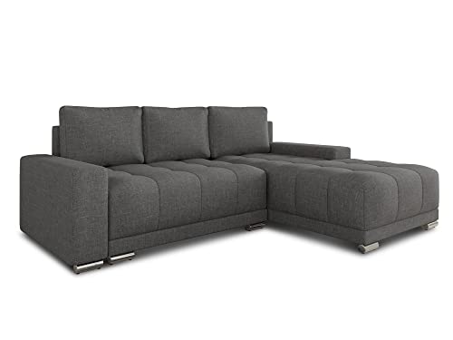 Ecksofa Pavo mit Schlaffunktion und Bettkasten - Big Sofa, Couch, Couchgarnitur, Eckcouch, Ecke, Sofagarnitur - Ottomane Universal (Graphit (Sawana 05))