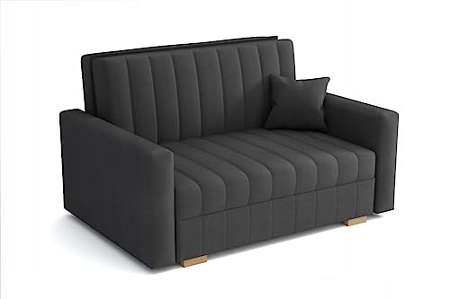 MEBLE-LUX - Sofa mit Schlaffunktion Zanzibar I Sofa 2 Sitzer 133 cm Breit I Schlafsofa mit Bettkasten I Couch mit Schlaffunktion Klein I Grau