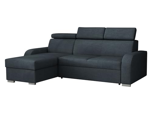 Mirjan24 Elegante Ecksofa Apollo mit Bettkasten und Schlaffunktion, Modernes Eckcouch mit verstellbare Kopfstützen, Polsterecke (Crown 15)