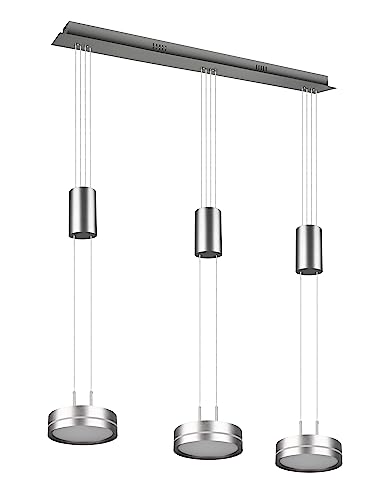 Trio Leuchten LED Pendelleuchte Franklin 326510307, Metall Nickel matt, inkl. 3x 9 Watt LED, Switch Dimmer