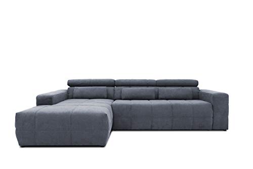 DOMO. collection Ecksofa Brandon, Sofa mit Rückenfunktion in L-Form, Polsterecke, Eckgarnitur 285 x 175 x 98 cm (BxTxH), dunkelgrau