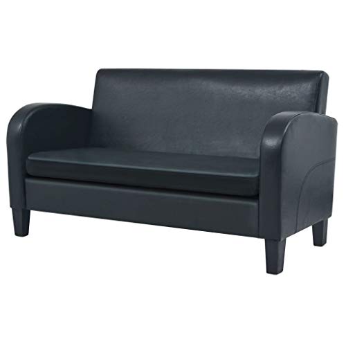 vidaXL Sofa 2 Sitzer Kunstleder Schwarz Couch Polstersofa Ledersofa Lounge