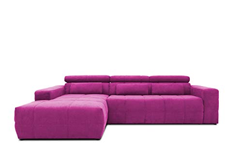 DOMO collection Brandon Ecksofa, Sofa mit Rückenfunktion in L-Form, Polsterecke, Eckgarnitur, lila, 288 x 228 x 80 cm