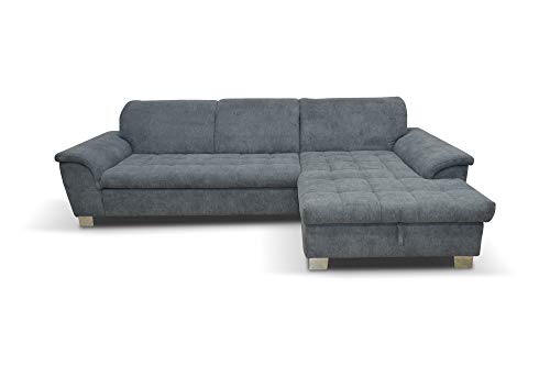 DOMO Collection Ecksofa Franzi / Couch in L-Form Sofa Polsterecke / 279 x 162 x 81 cm / Eckcouch in Stoff grau