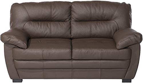 Mivano 2er-Sofa Royale / Zeitloses, bequemes Ledersofa mit hoher Rückenlehne / 160 x 86 x 90 / Lederimitat, Braun
