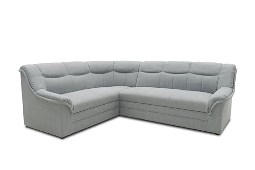 DOMO. collection Ecksofa Berlin, zeitlose Eckcouch mit Schlaffunktion und Federkern-Polsterung, Sofa in L-Form, Couch, 205 x 250 x 89 cm, silber