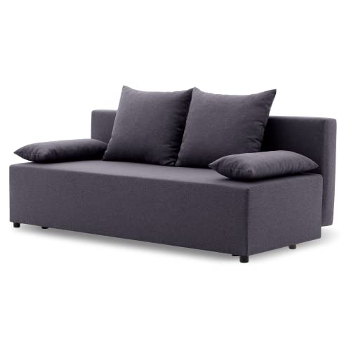 Couch SINE 190x75 mit schlaffunktion - Klassisch Design - Schlafcouch mit Stauraum - Kissen - Auswahl an Farben (LUX 06)