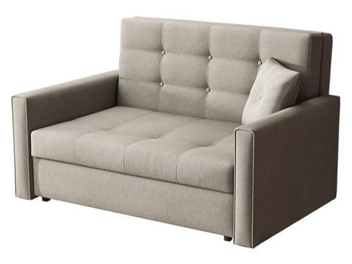 Mirjan24 Sofa Viva II Lux mit Schlaffunktion, Bettsofa, 2 Sitzer Polstersofa mit Bettkasten inkl. Kissen, Schlafsofa Sofagarnitur, Wohnlandschaft, Farbauswahl (Sofia 03)