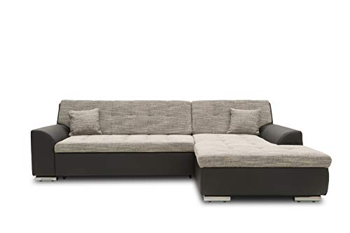 DOMO. collection Ecksofa Treviso, Sofa in L-Form aus Kunstleder und Webstoff, Eckcouch, Couch, Polsterecke, 267 x 178 x 83 cm (BxTxH), grau/schwarz