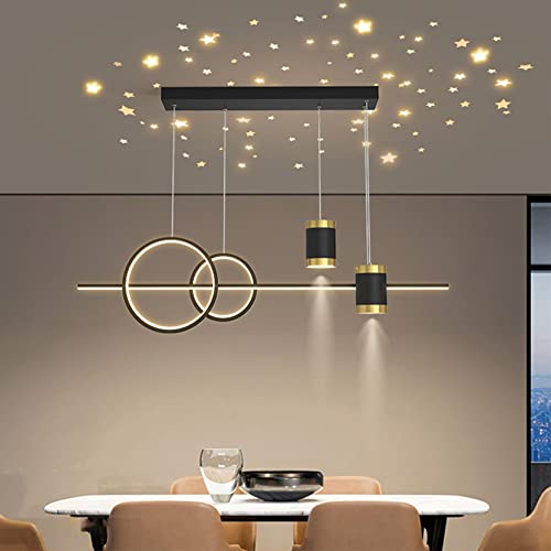 DDYY 100cm Esszimmerlampen Esstischlampe LED Pendelleuchten Höhenverstellbar Designer Hängeleuchte Dimmbar Mit Fernbedienung LED Hängelampe Wohnzimmer Esstisch Küchen Lampen Schwarz [Energieklasse F]