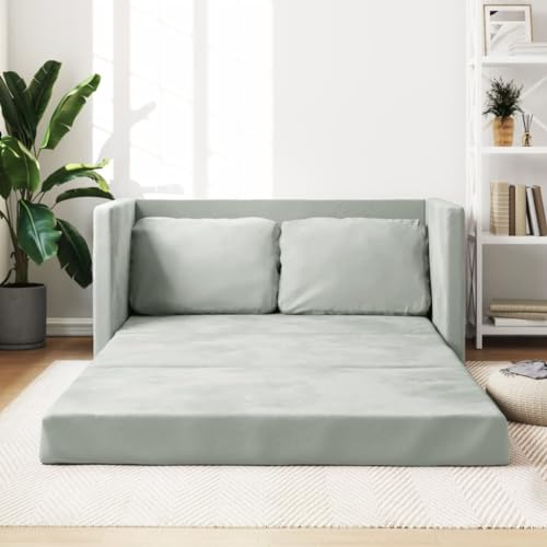 KOIECETA Bodensofa Klappbar Bodenbett Sofa mit Schlaffunktion Schlafsofa Schlafsessel mit Metallgestell Klappsofa Sofabett für Wohnzimmer Schlafzimmer Stoff (Hellgrau)