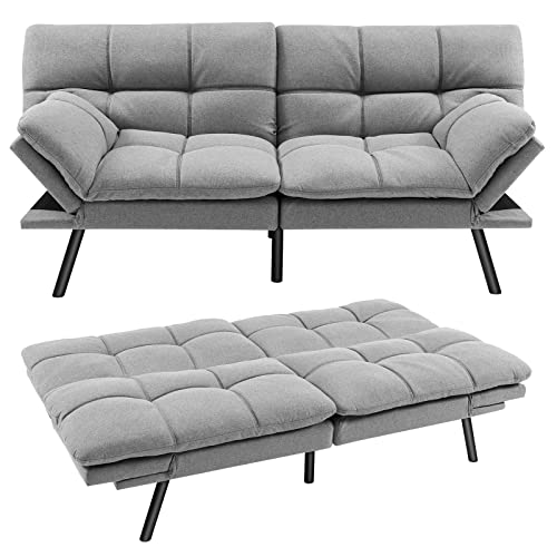 COSTWAY Klappbares Schlafsofa, Sofa mit Schlaffunktion, umwandelbares Schlafcouch mit Verstellbarer Rückenlehne, Bettsofa mit großer Liegefläche von 182 x 106,5 cm für Wohnzimmer